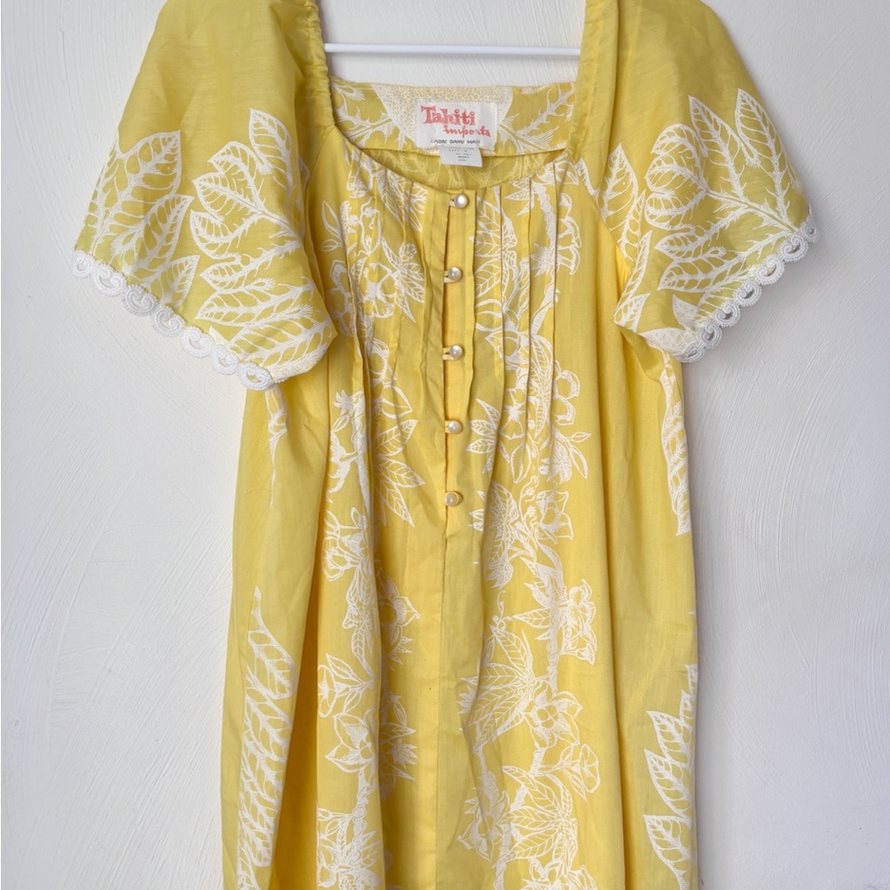 Vintage Tahiti Imports RARE 60’s Hawaiian Maxi Sun Dress Yellow - Picture 3 of 5